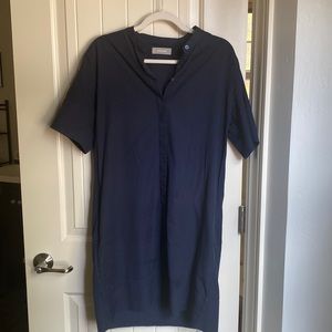 Everlane navy shirt dress with pockets and removable belt